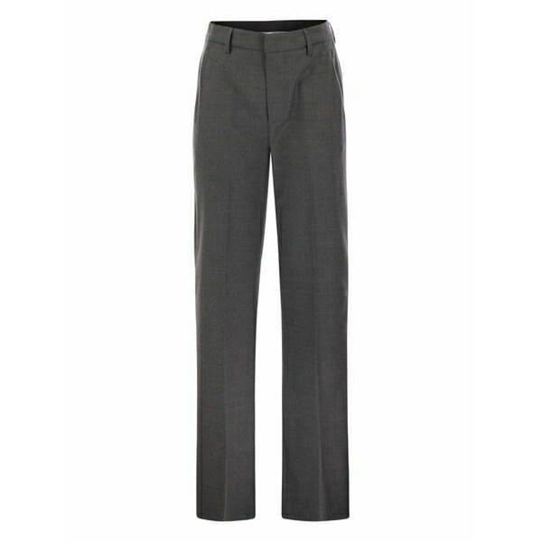 ドンダップ レディース 心地よいズボン下 ボトムス Logo-detail tailored trousers Grey