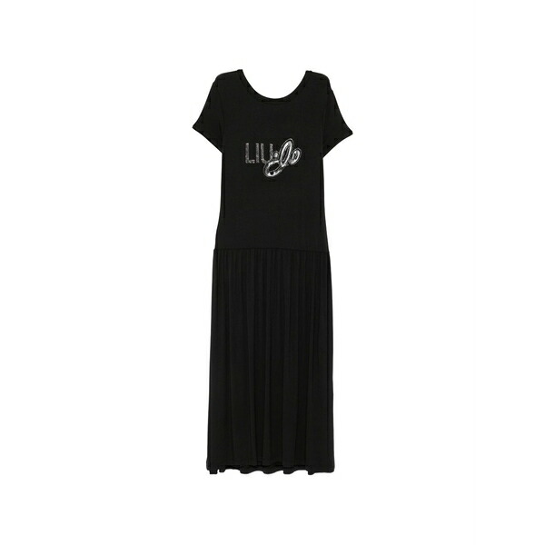リュージョー レディース 衣裳 トップス Logo-embellished v-neck dress Black