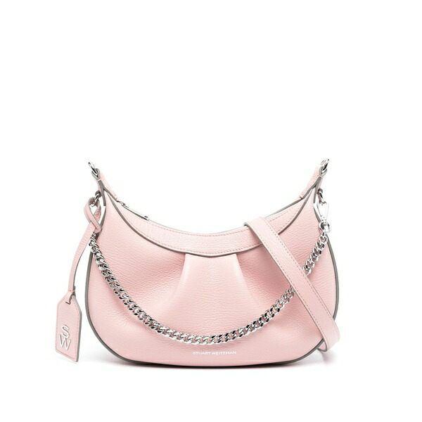 スチュアート ワイツマン レディース ショルダーバッグ 御徒面子 Stellar crescent leather shoulder bag Pink
