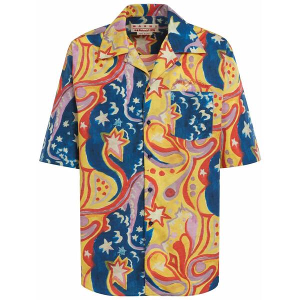 マルニ メンズ プルオーバー トップス Graphic-print short-sleeved shirt  Blue