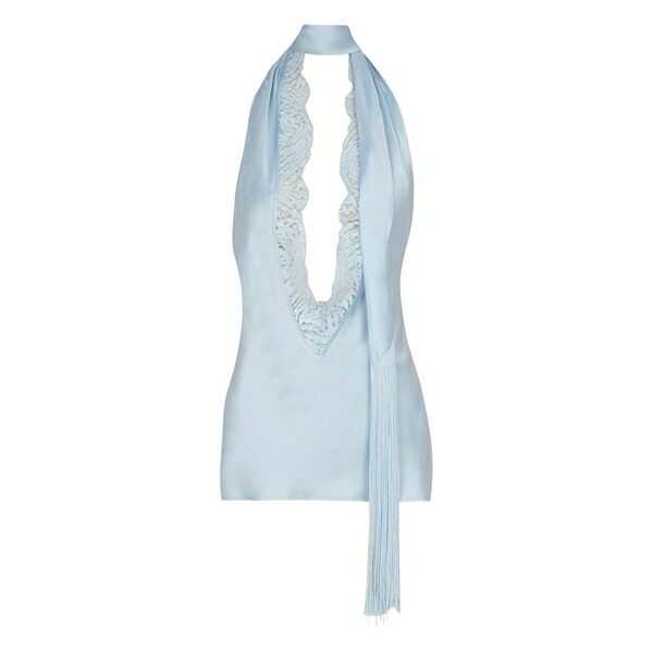 バルマン レディース プルオーバー トップス Backless halterneck silk top Blue