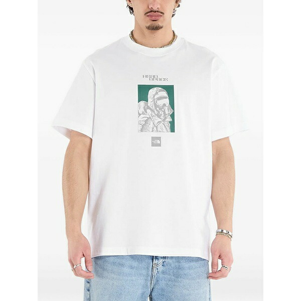 北の方人間の顔 メンズ ティーシャツ トップス Explorer relaxed graphic t-shirt White