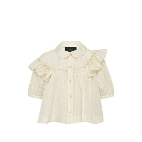シモーネ・ロシャ レディース プルオーバー トップス Puff sleeve ruffled blouse Neutrals