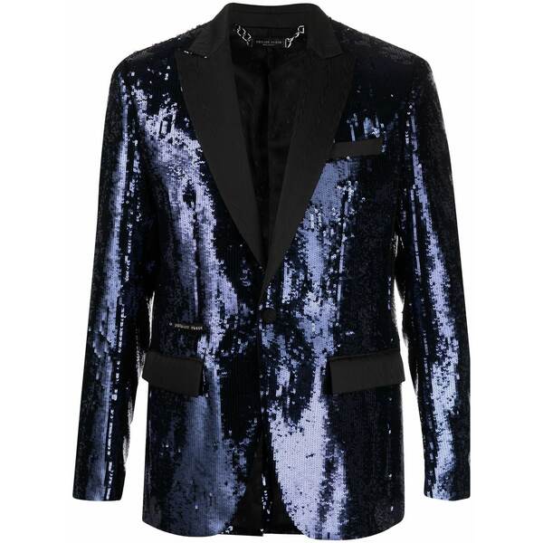 フィリップ飾り気のない メンズ 上衣＆上衣 アウター Embellished single-breasted blazer Blue