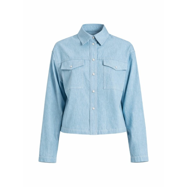 ツイン仕掛ける レディース プルオーバー トップス Chest-pocket shirt Blue
