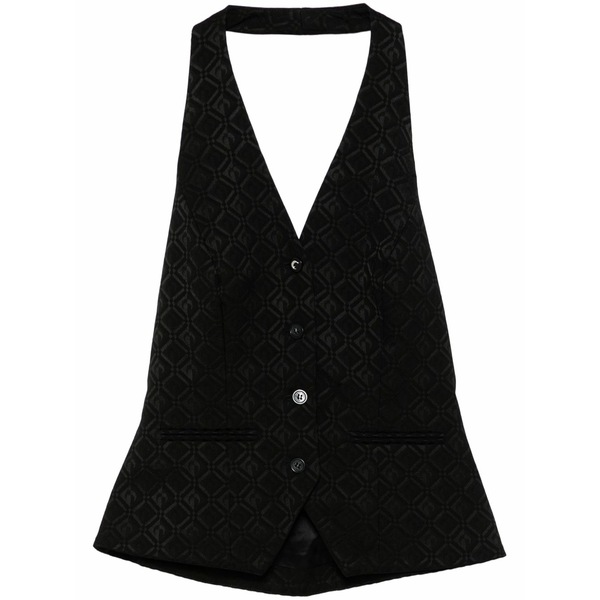 米国海兵隊員 独居室 レディース カットソー トップス Moon diamond-jacquard halterneck top Black