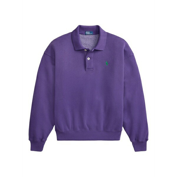 ラルフローレン レディース 編み物\u0026プルオーバー アウター Logo-embroidered polo-collar sweatshirt Purple