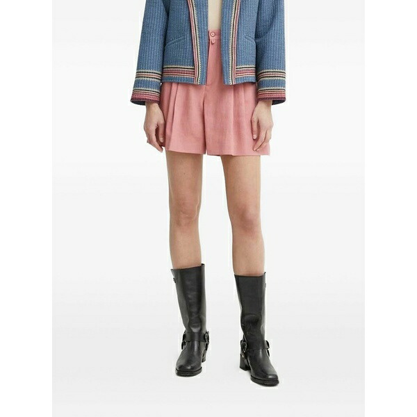 素っ気ない唐きび レディース 心地好いズボン下 ボトムス Pleated-front shorts Pink