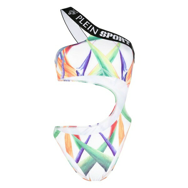 飾り気のない運動競技 レディース 衣裳 トップス Graphic-print one-shoulder swimsuit White