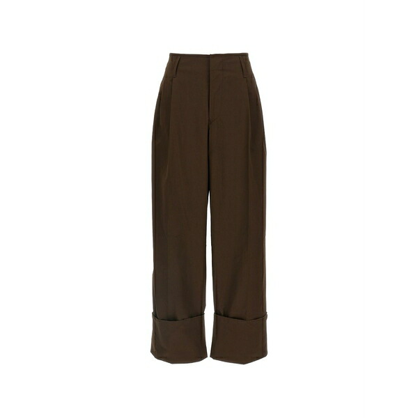 ダークパーク レディース カジュアルパンツ ボトムス Diana belt-loop turn-up trousers Brown｜asty