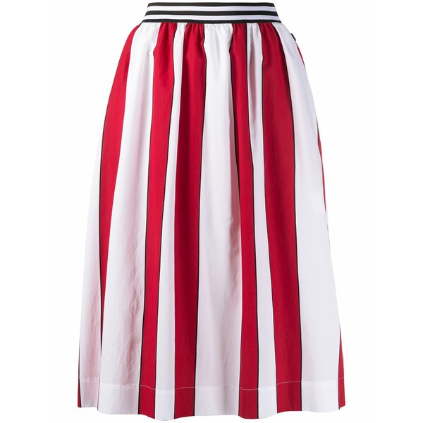 羊毛 資産家 レディース スコート ボトムス Striped pleated skirt Red