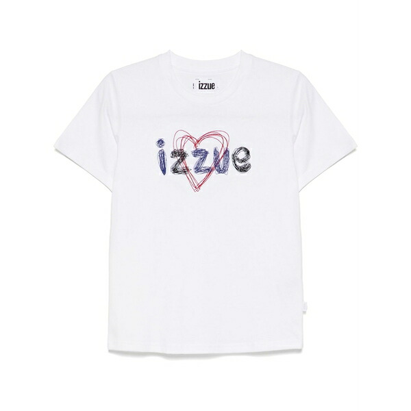 イズエ レディース ティーシャツ トップス Logo-embroidered t-shirt White