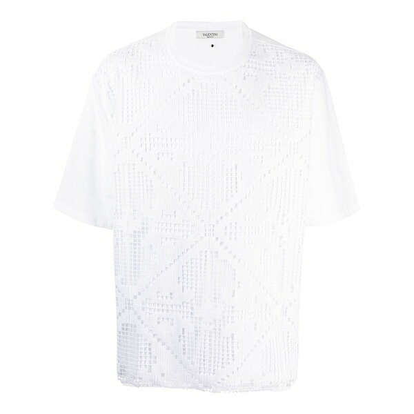 ヴァレンティノ ガラヴァーニ メンズ ティーシャツ トップス Crochet-front t-shirt White