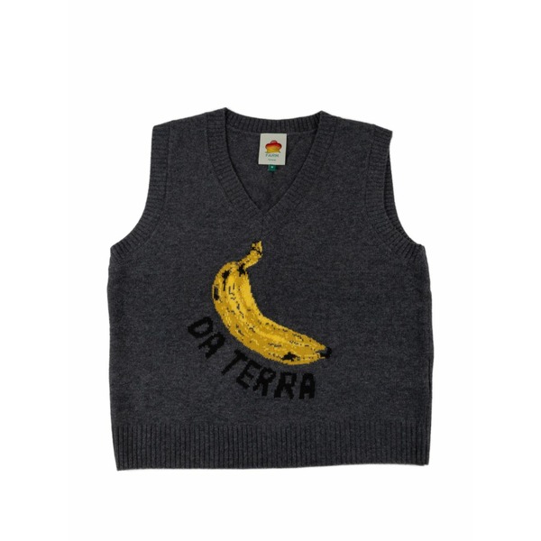 農園 リオ レディース カットソー トップス Banana-print knit vest Grey