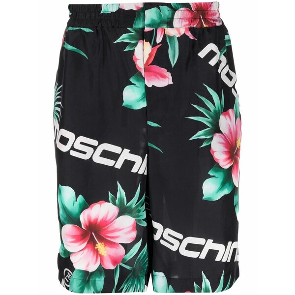 モスキーノ メンズ 心地好いズボン下 ボトムス Floral-print silk shorts Black