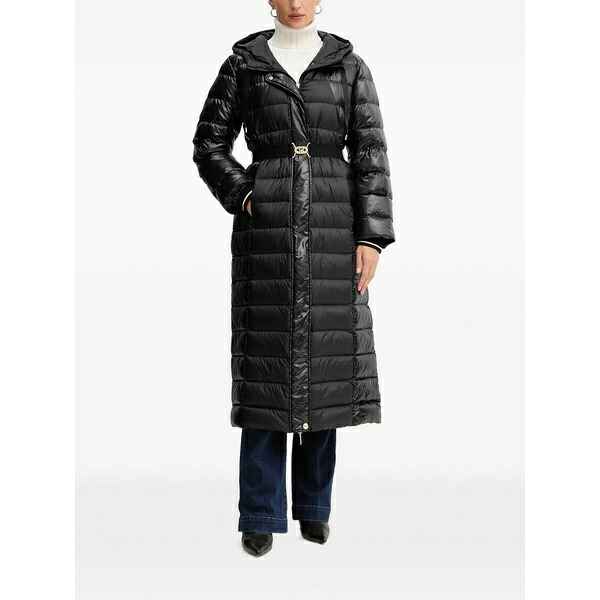 リュージョー レディース 厚地の外套 アウター Hooded quilted coat Black