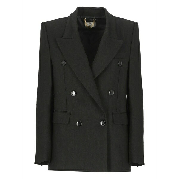 エリザベスフランキ レディース 上衣＆上衣 アウター Peak-lapel double-breasted blazer Black