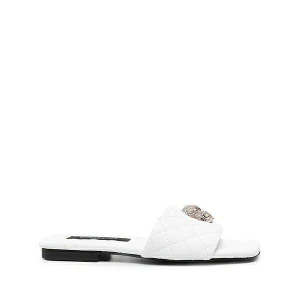 フィリップ飾り気の無い レディース サンダル シューズ Crystal-skull flat sandals  White