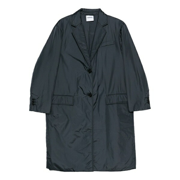 アスペジ レディース 厚地の外套 アウター Button-fastening coat Blue
