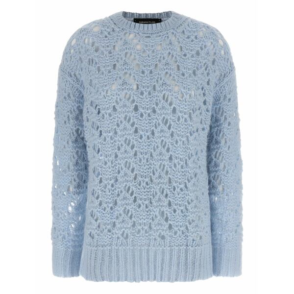 ファビアナ フィリッピ レディース 編み物\u0026プルオーバー アウター Openwork crew-neck sweater Blue