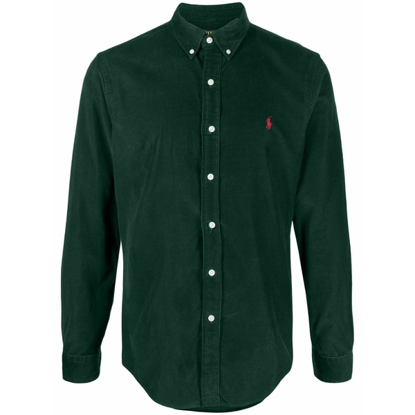 ラルフローレン メンズ ティーシャツ トップス Logo-embroidered cotton shirt Green