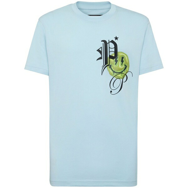 フィリップ飾り気のない メンズ ティーシャツ トップス Smile cotton-jersey t-shirt Blue