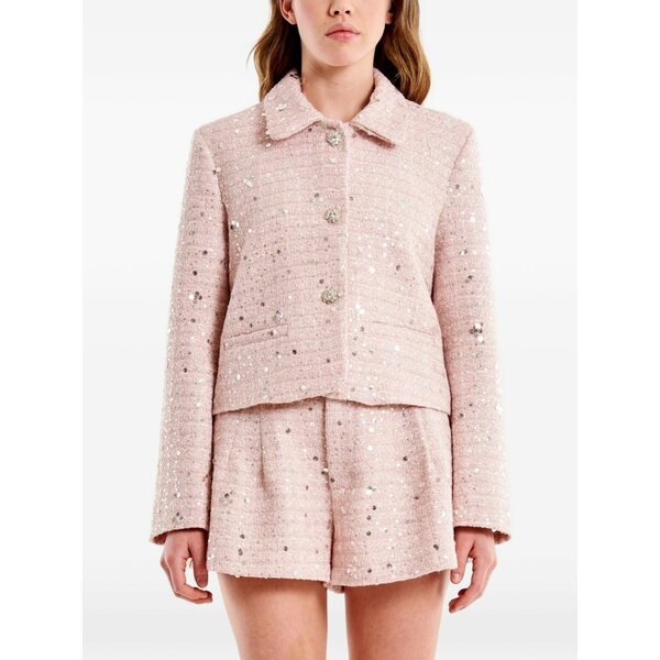 ヴィコロ レディース ジャケット&ブルゾン アウター Sequin-embellished boucl£ jacket Pink|asty