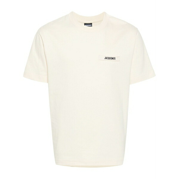 ジャクエムス メンズ ティーシャツ トップス Le gros grain embroidered-logo t-shirt Neutrals