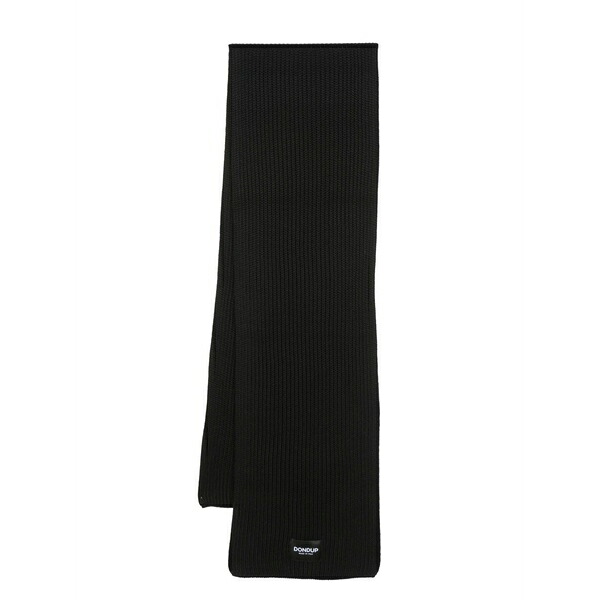 ドンダップ メンズ 消音装置・袈裟・えり巻き 佩び物 Logo-patch ribbed-knit scarf Black