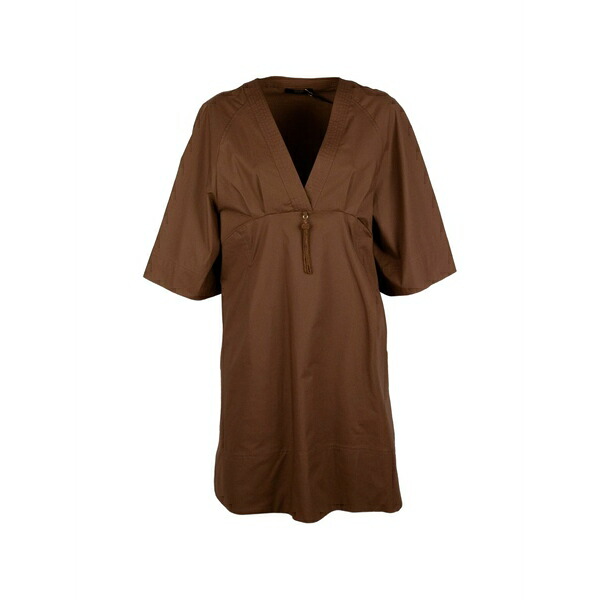 セブンティ レディース 衣裳 トップス Tassel-detail v-neck mini dress Brown