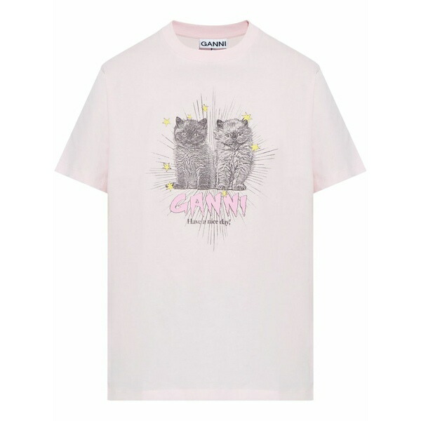 ガニー レディース ティーシャツ トップス Cats-print t-shirt Pink
