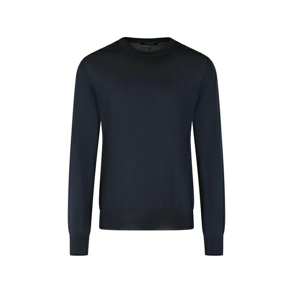 グランサッソ メンズ 編み物\u0026プルオーバー アウター Crew-neck ribbed-trim sweater Blue