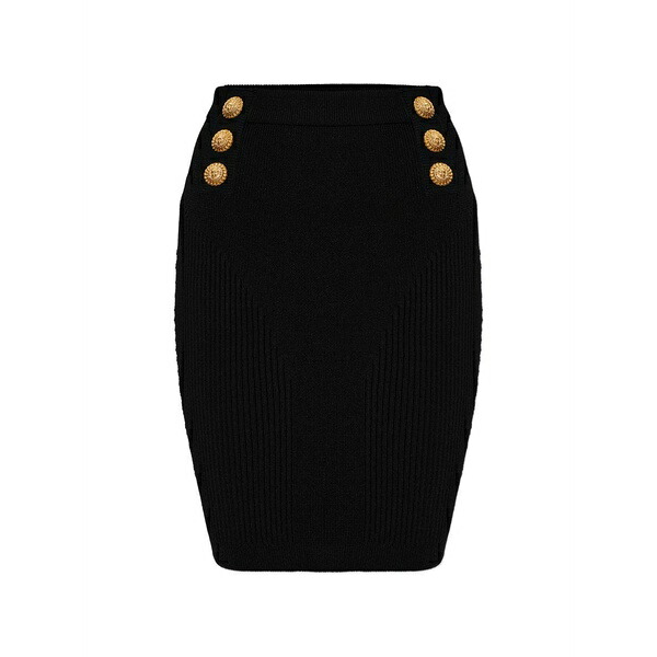 バルマン レディース スコート ボトムス Button ribbed skirt Black