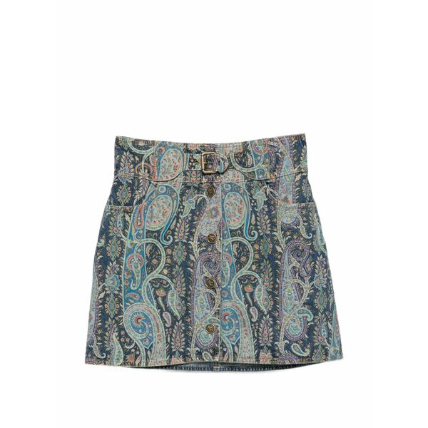 エトロ レディース スコート ボトムス Button-fastening short skirt Blue