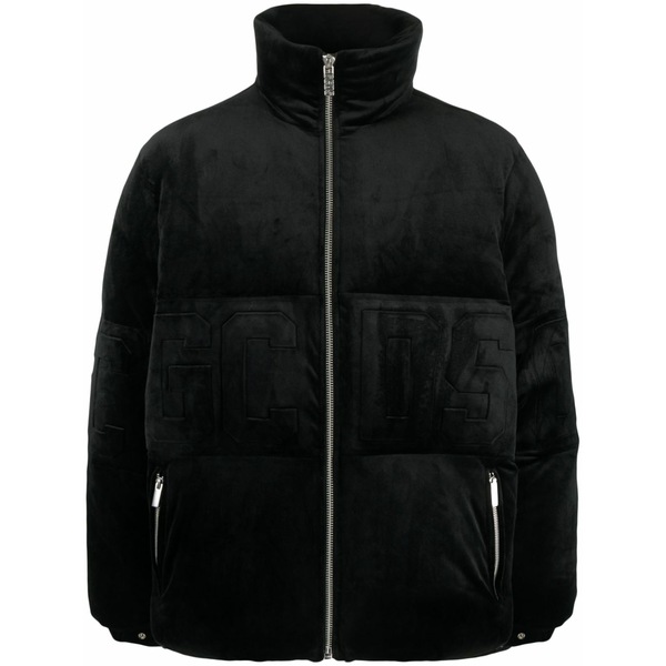 ジーシーディーエス メンズ 上衣＆上衣 アウター Logo-embossed velvet padded jacket Black