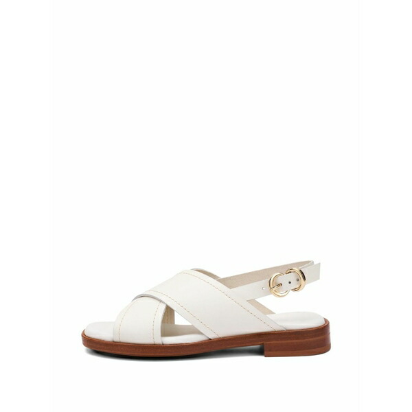亭主持ち レディース サンダル シューズ Crossover-strap leather sandals White