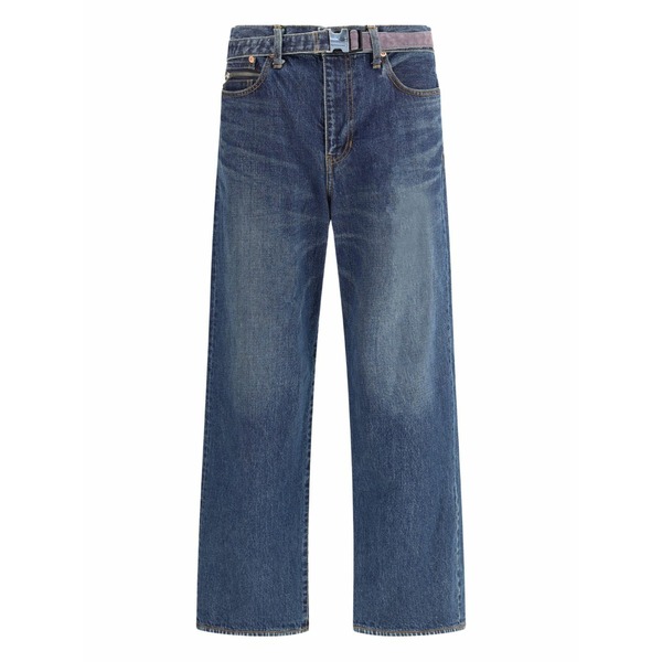 サカイ メンズ 心地よいズボン下 ボトムス Belted zip-pocket jeans Blue