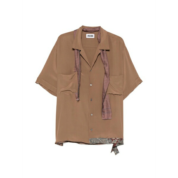 マリアーノ メンズ プルオーバー トップス Posilini scarf-detail chest-pocket shirt Neutrals