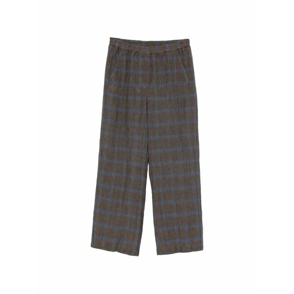 ディーガ レディース 心地好いズボン下 ボトムス Check-pattern wide-leg trousers Brown