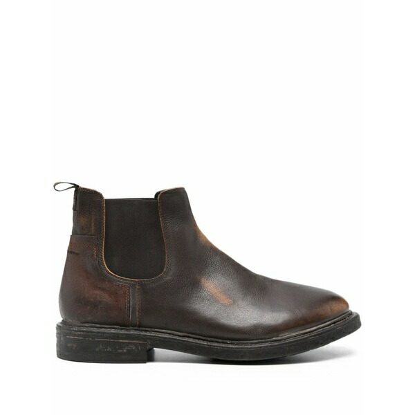 モマ メンズ ブーツ シューズ Elastic-panel leather boots Brown｜asty