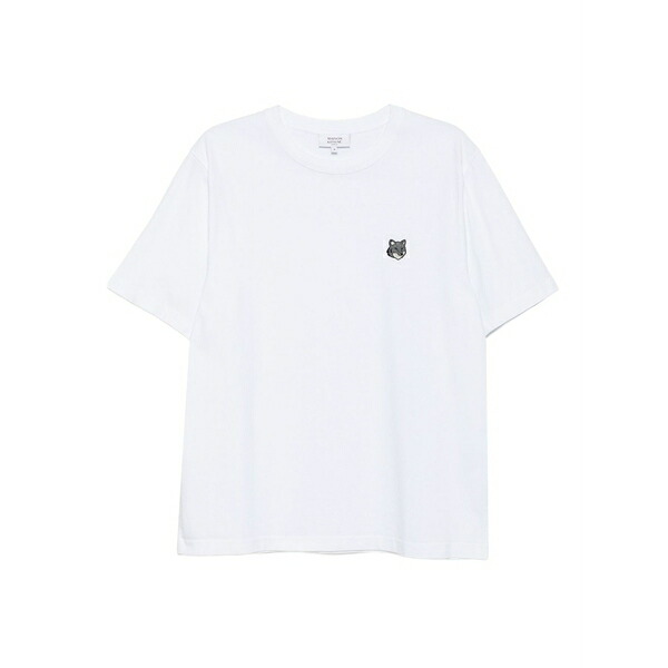 住み家 稲荷 メンズ ティーシャツ トップス Fox head patch t-shirt White