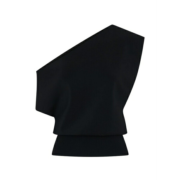 クリストファーエスバー レディース カットソー トップス Assymetric-shoulder top Black