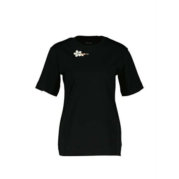 シモーネ・ロシャ レディース Tシャツ トップス Short-sleeved flower-detail t-shirt Black|asty
