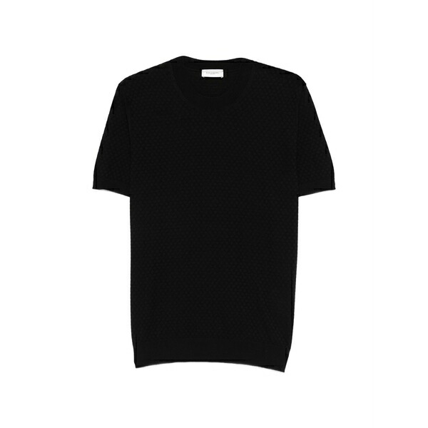 パウロペコラ メンズ ティーシャツ トップス Textured short-sleeved top Black