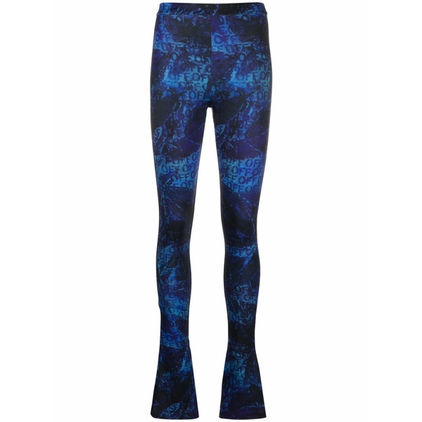 象牙色 レディース 心地よいズボン下 ボトムス All-over logo-print flared trousers Blue