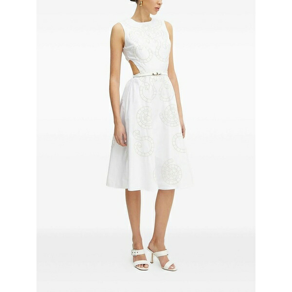 シルビアンヒーチ レディース 衣裳 トップス Embroidered cut-out MIDI dress White