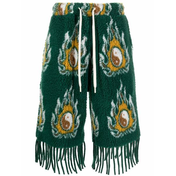 ジョーダンルカ メンズ 心地好いズボン下 ボトムス Cosmo patterned-jacquard drawstring shorts Green