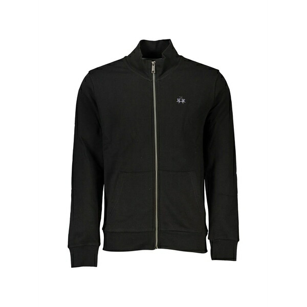 ラ マルティーナ メンズ パーカー・スウェットシャツ アウター Zip-up high-neck sweatshirt Black