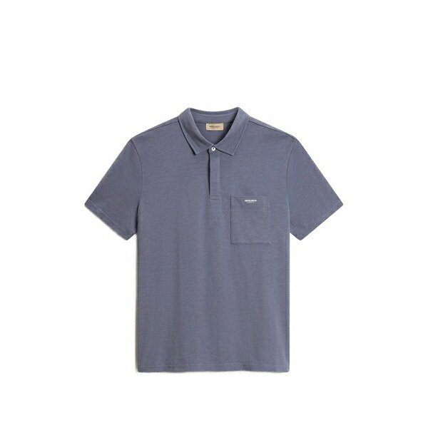 羊毛 資産家 メンズ スポーツシャツ トップス Slub-jersey pocket polo shirt Blue