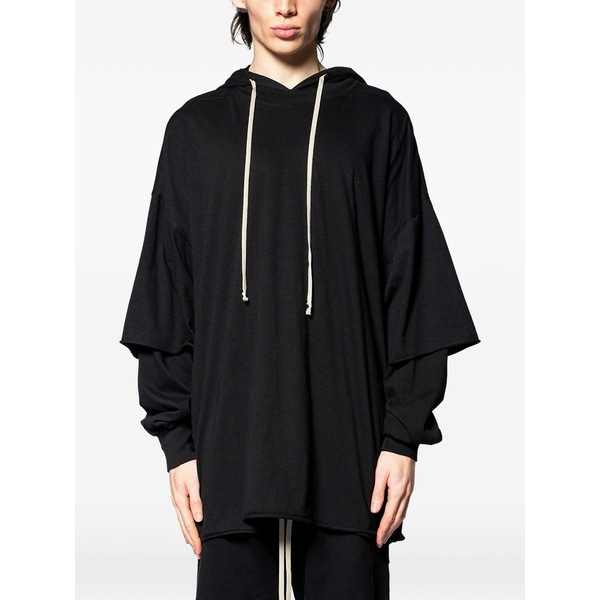 リックオウエンス メンズ パーカー・スウェットシャツ アウター Hooded layered knitwear Black